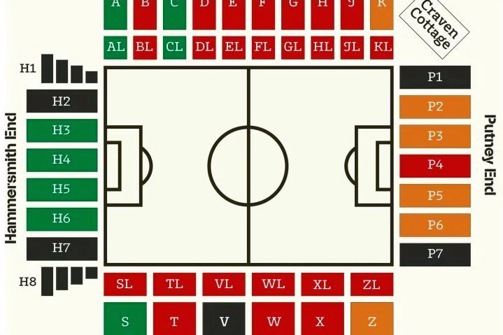 Mappa disposizione posti Craven Cottage Stadium