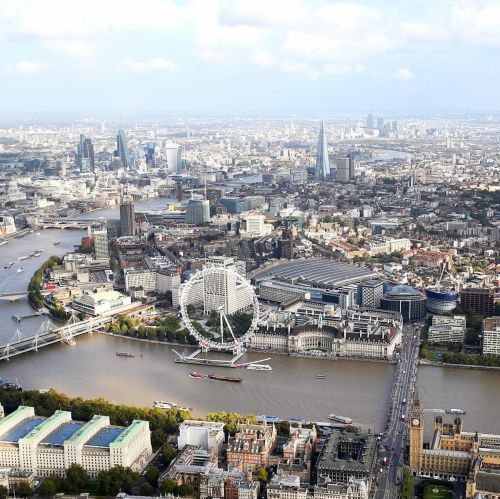 Vista aerea della ruota panoramica di Londra