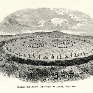 Incisione d'epoca di Avebury, o Abury (Restaurata) iStock.