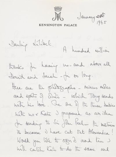 Princess Margaret, Letter to Queen Elizabeth II accompanying photographs, 1965.
Credit: Royal Collection Trust / All Rights Reserved