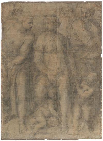 Michelangelo Buonarroti (1475–1564), Epifania. Black chalk on paper, about 1550-53. © The Trustees of the British Museum